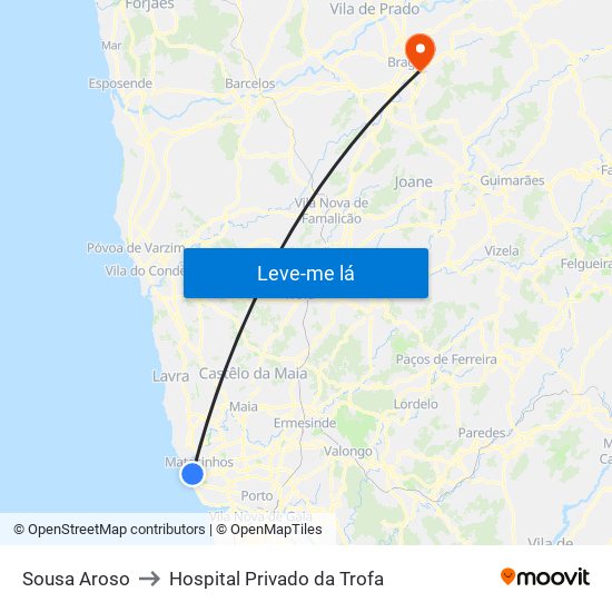 Sousa Aroso to Hospital Privado da Trofa map