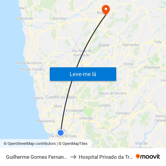 Guilherme Gomes Fernandes to Hospital Privado da Trofa map