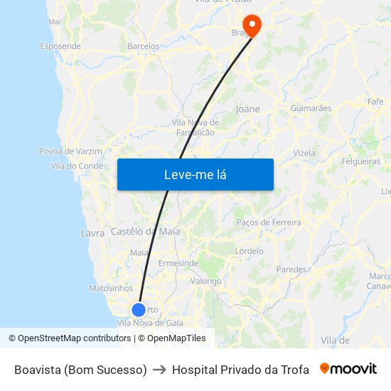 Boavista (Bom Sucesso) to Hospital Privado da Trofa map