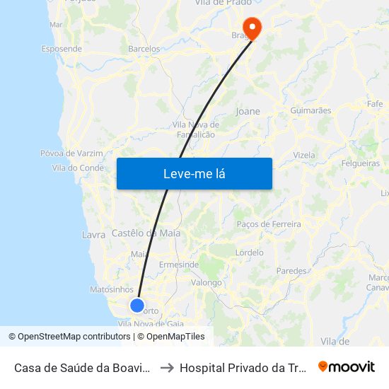 Casa de Saúde da Boavista to Hospital Privado da Trofa map