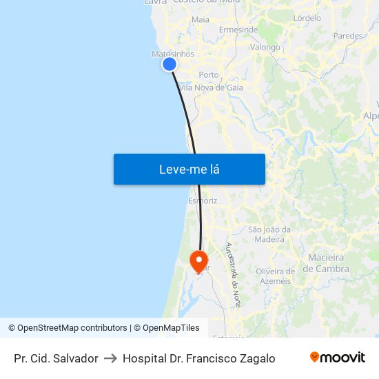 Pr. Cid. Salvador to Hospital Dr. Francisco Zagalo map