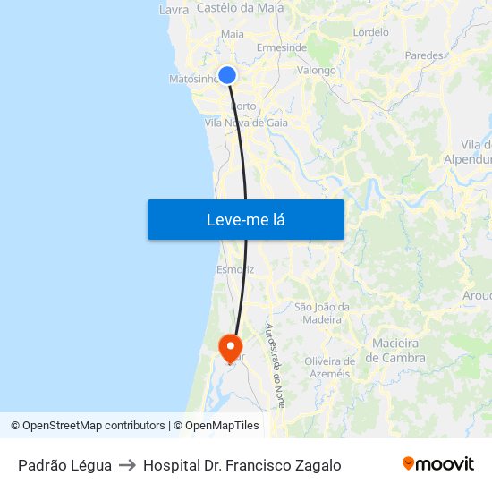 Padrão Légua to Hospital Dr. Francisco Zagalo map