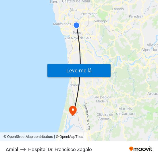 Amial to Hospital Dr. Francisco Zagalo map