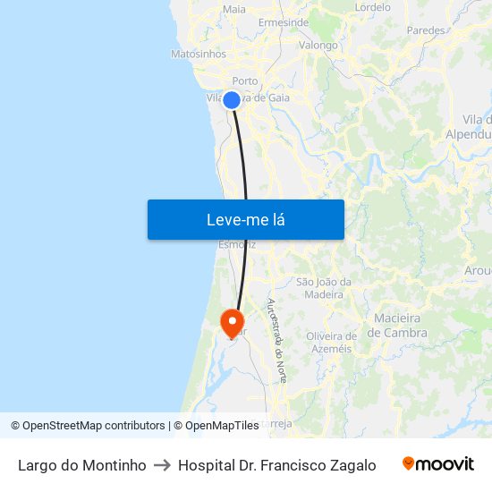 Largo do Montinho to Hospital Dr. Francisco Zagalo map