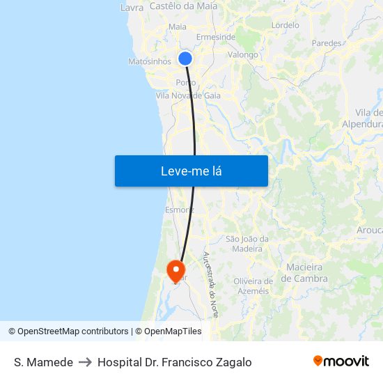 S. Mamede to Hospital Dr. Francisco Zagalo map