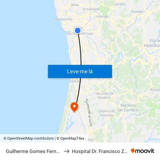 Guilherme Gomes Fernandes to Hospital Dr. Francisco Zagalo map