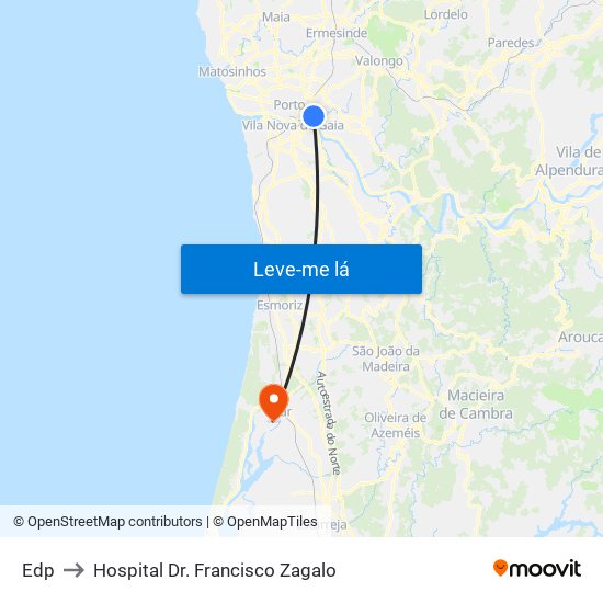 Edp to Hospital Dr. Francisco Zagalo map