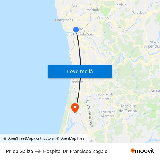 Pr. da Galiza to Hospital Dr. Francisco Zagalo map