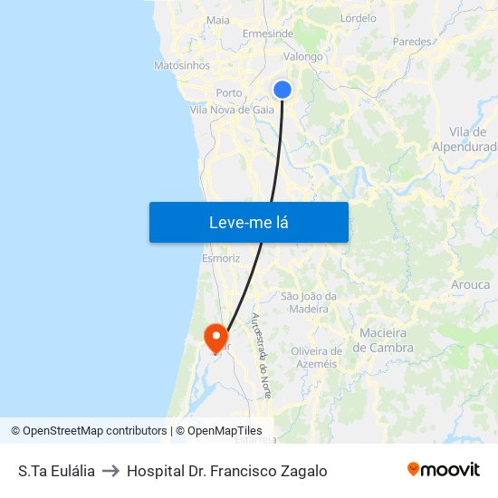 S.Ta Eulália to Hospital Dr. Francisco Zagalo map