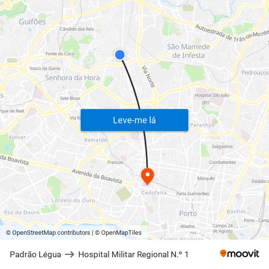 Padrão Légua to Hospital Militar Regional N.º 1 map