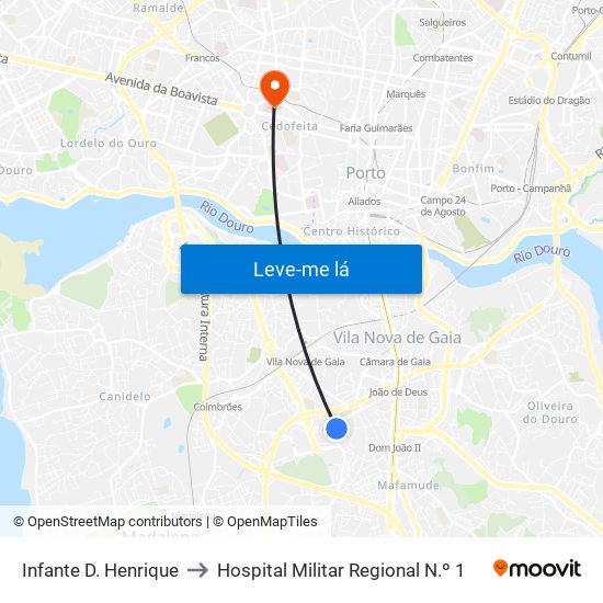 Infante D. Henrique to Hospital Militar Regional N.º 1 map