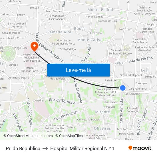 Pr. da República to Hospital Militar Regional N.º 1 map