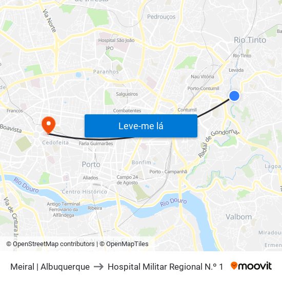 Meiral | Albuquerque to Hospital Militar Regional N.º 1 map