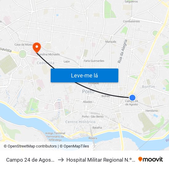 Campo 24 de Agosto to Hospital Militar Regional N.º 1 map