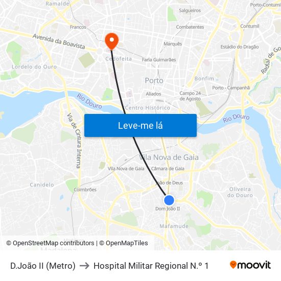 D.João II (Metro) to Hospital Militar Regional N.º 1 map