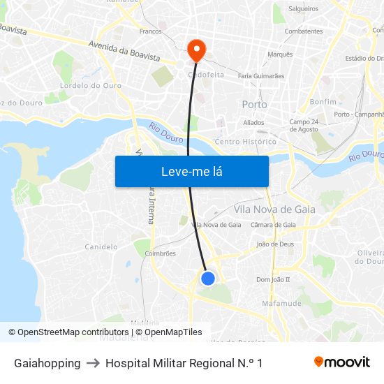 Gaiahopping to Hospital Militar Regional N.º 1 map