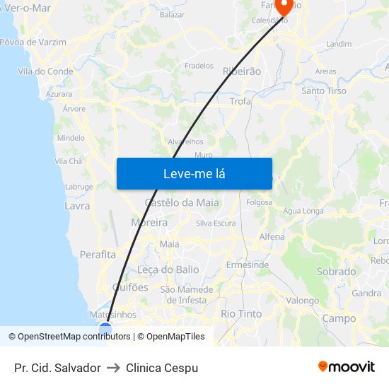 Pr. Cid. Salvador to Clinica Cespu map