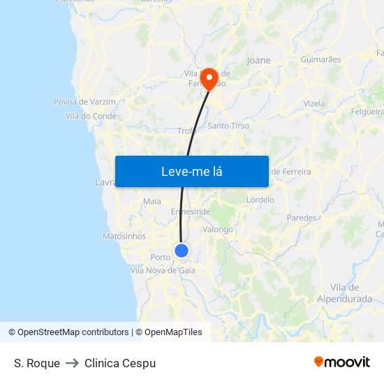 S. Roque to Clinica Cespu map