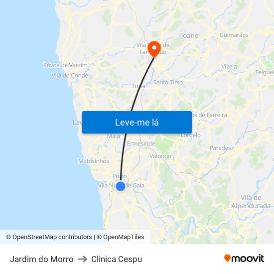 Jardim do Morro to Clinica Cespu map