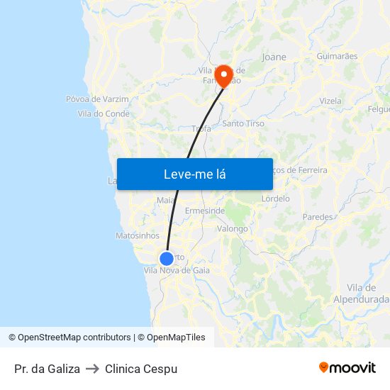 Pr. da Galiza to Clinica Cespu map