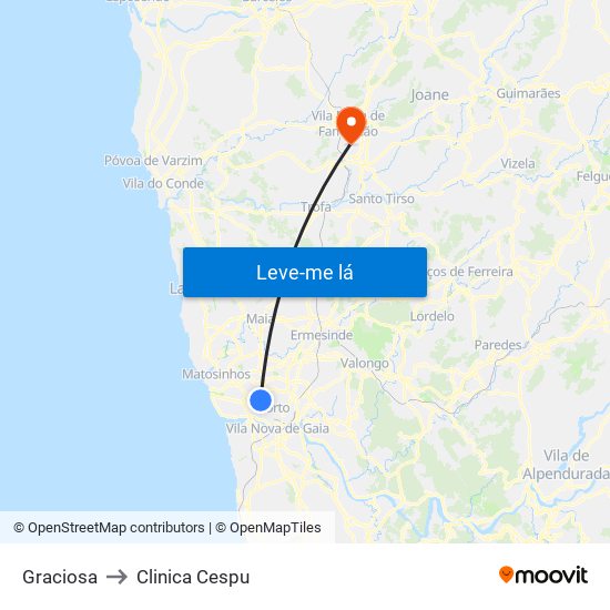 Graciosa to Clinica Cespu map