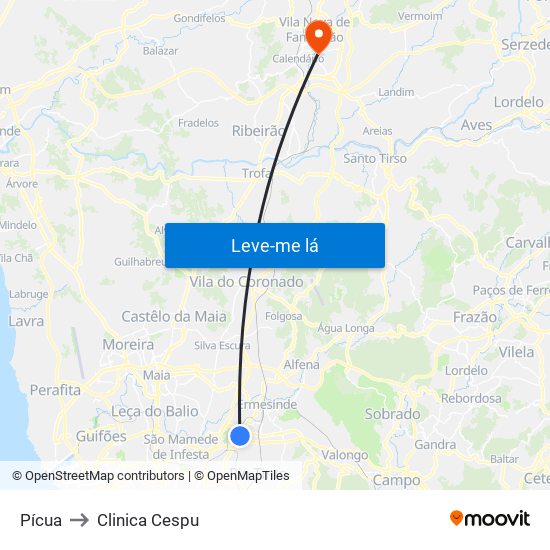 Pícua to Clinica Cespu map
