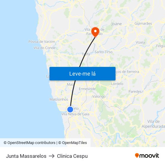 Junta Massarelos to Clinica Cespu map