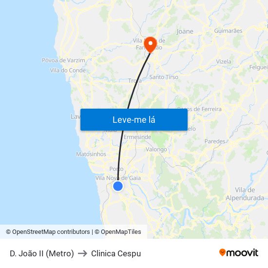 D. João II (Metro) to Clinica Cespu map