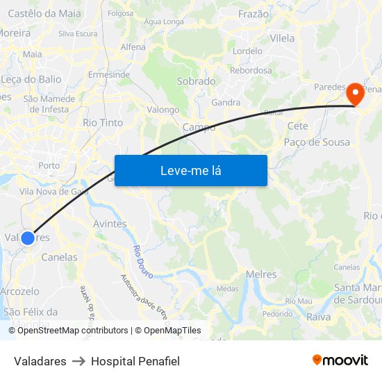 Valadares to Hospital Penafiel map
