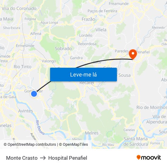 Monte Crasto to Hospital Penafiel map