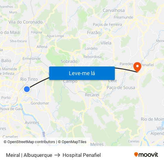 Meiral | Albuquerque to Hospital Penafiel map