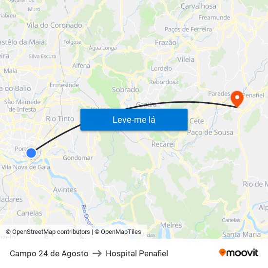 Campo 24 de Agosto to Hospital Penafiel map