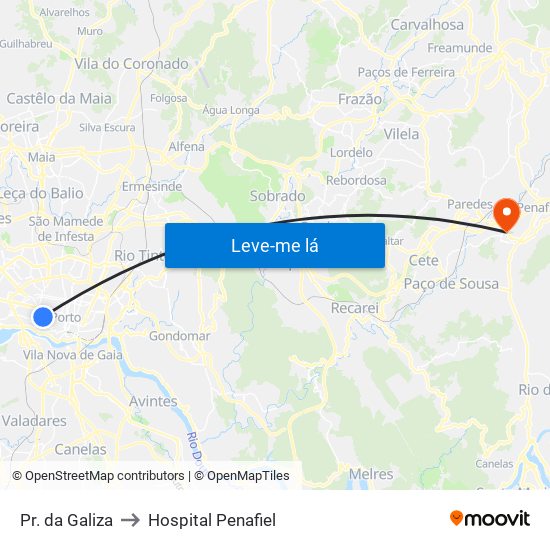 Pr. da Galiza to Hospital Penafiel map