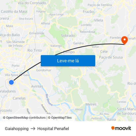 Gaiahopping to Hospital Penafiel map