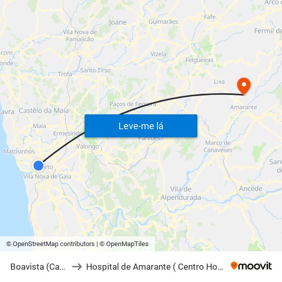 Boavista (Casa da Música) to Hospital de Amarante ( Centro Hospitalar Tâmega e Sousa, EPE ) map