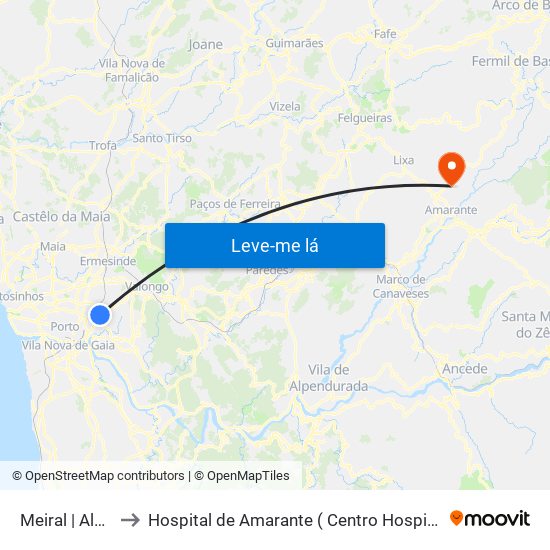 Meiral | Albuquerque to Hospital de Amarante ( Centro Hospitalar Tâmega e Sousa, EPE ) map