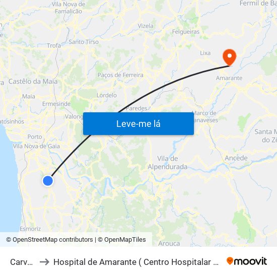 Carvalhos to Hospital de Amarante ( Centro Hospitalar Tâmega e Sousa, EPE ) map