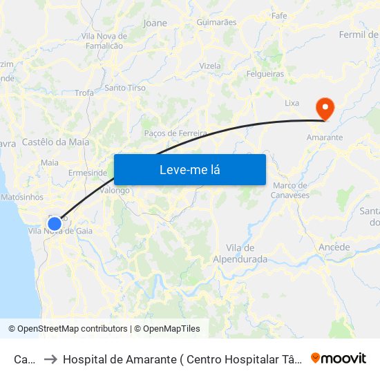 Carmo to Hospital de Amarante ( Centro Hospitalar Tâmega e Sousa, EPE ) map