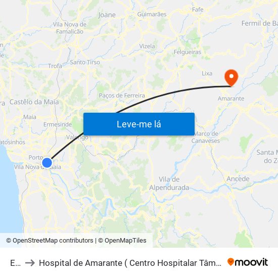 Edp to Hospital de Amarante ( Centro Hospitalar Tâmega e Sousa, EPE ) map