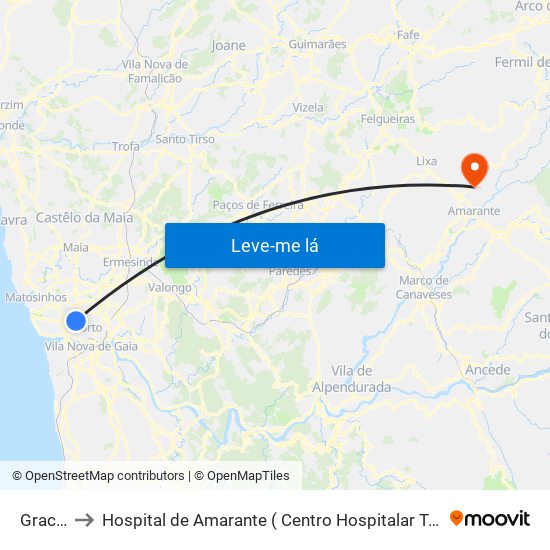 Graciosa to Hospital de Amarante ( Centro Hospitalar Tâmega e Sousa, EPE ) map