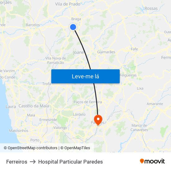 Ferreiros to Hospital Particular Paredes map