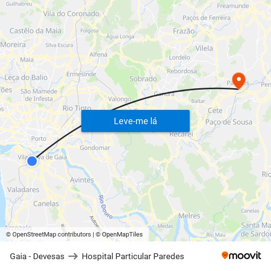 Gaia - Devesas to Hospital Particular Paredes map