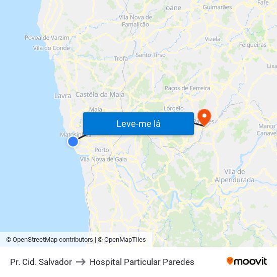 Pr. Cid. Salvador to Hospital Particular Paredes map