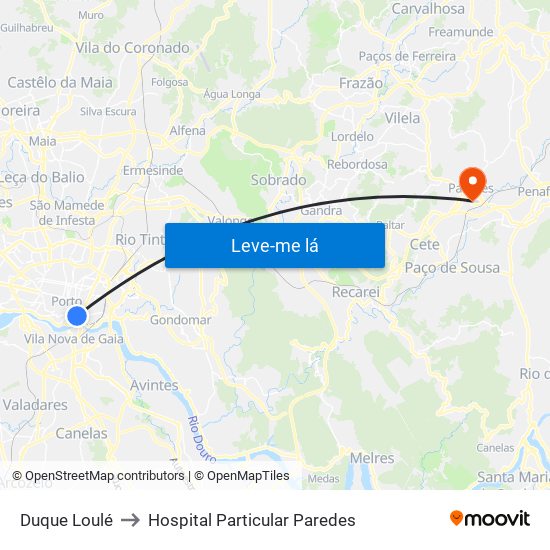 Duque Loulé to Hospital Particular Paredes map