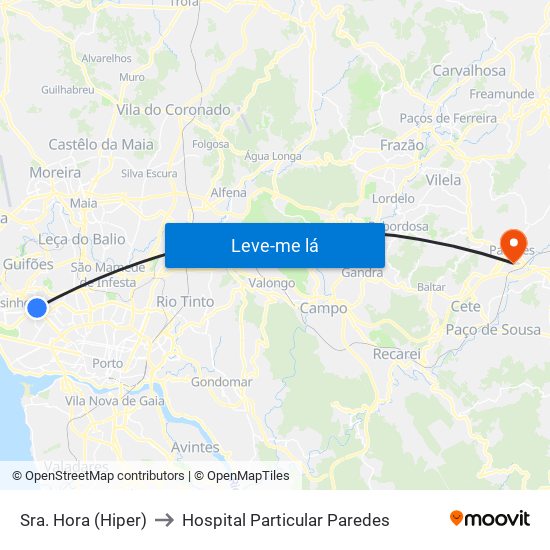 Sra. Hora (Hiper) to Hospital Particular Paredes map