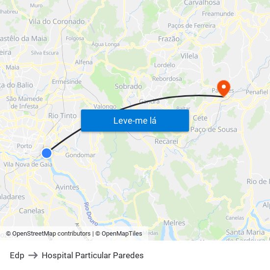 Edp to Hospital Particular Paredes map