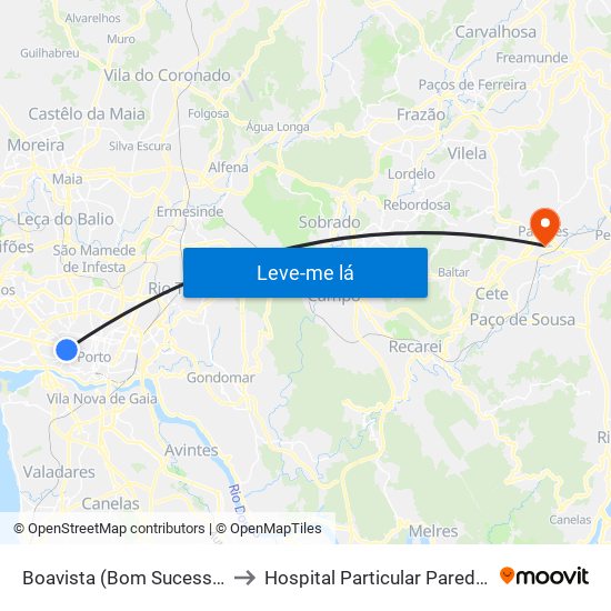 Boavista (Bom Sucesso) to Hospital Particular Paredes map