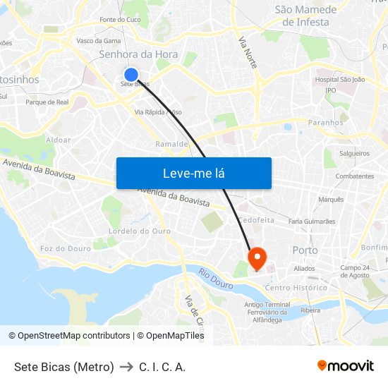Sete Bicas (Metro) to C. I. C. A. map