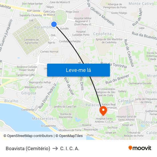 Boavista (Cemitério) to C. I. C. A. map