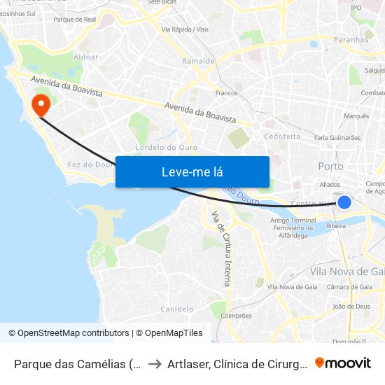 Parque das Camélias (Terminal) to Artlaser, Clínica de Cirurgia Plástica map